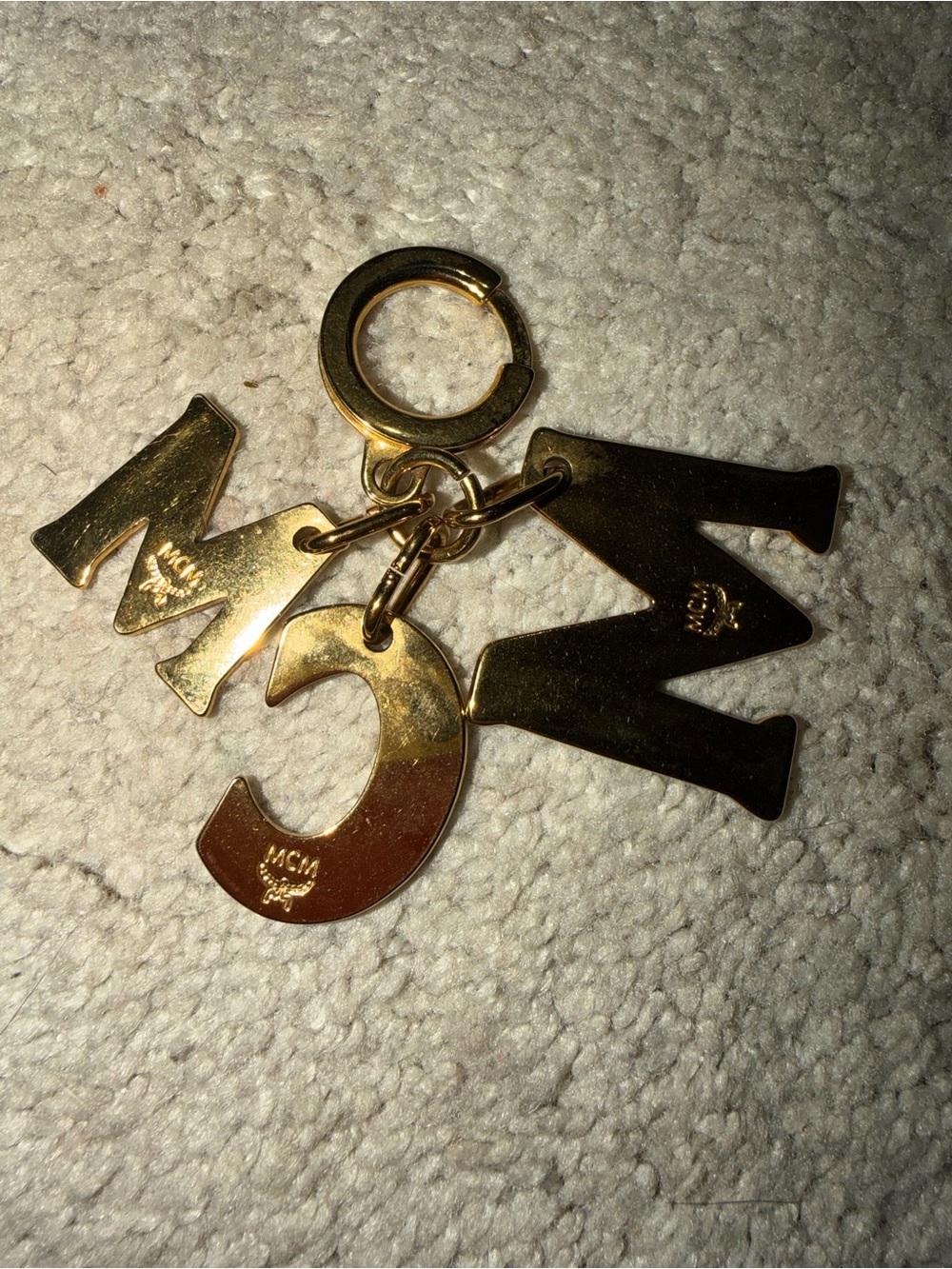 MCM Gold-Tone Logo Letter Charm Keychain